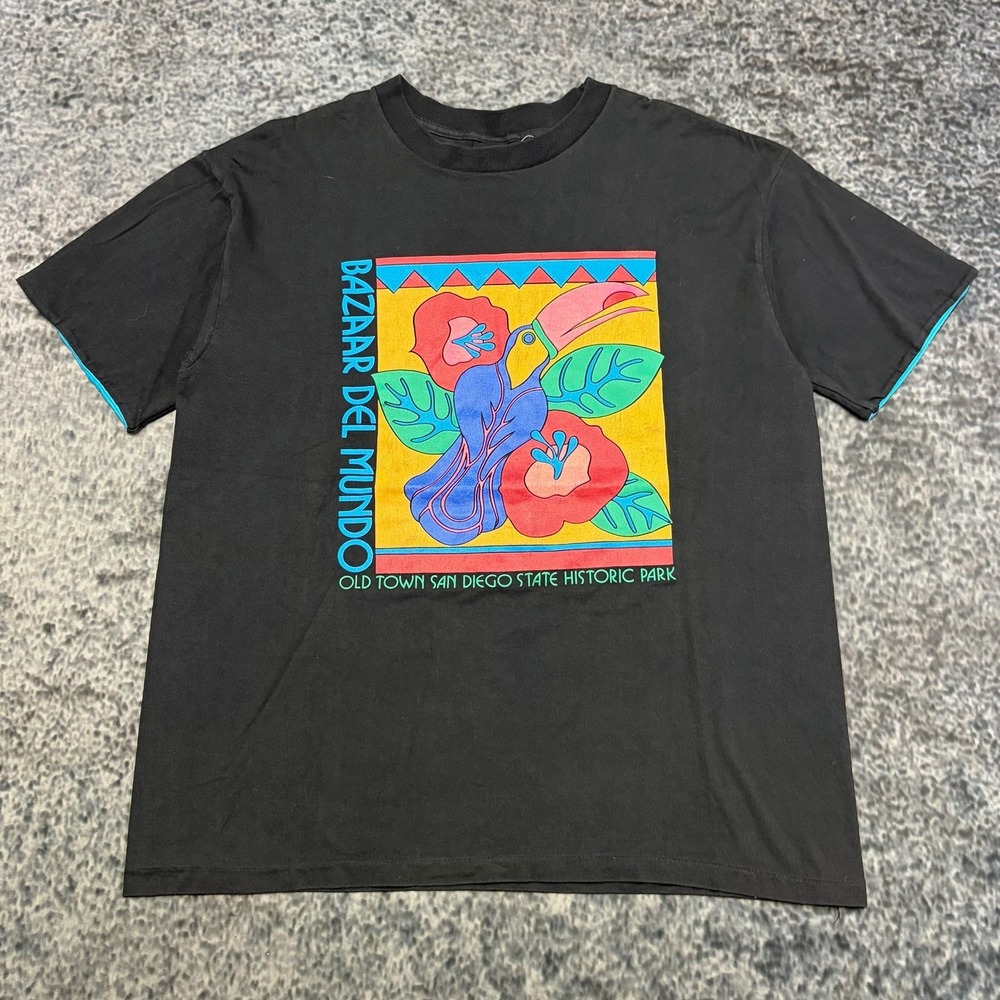 Bazaar Del Mundo Old Town San Diego State Historic Park T Shirt Black Size XL